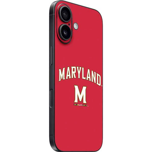 University of Maryland Collegiate Text Red iPhone 16 Plus Skin